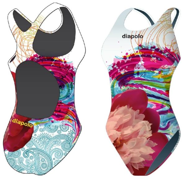 Mädchen Schwimmanzug-Colorful Flower 1 mit breiten Trägern