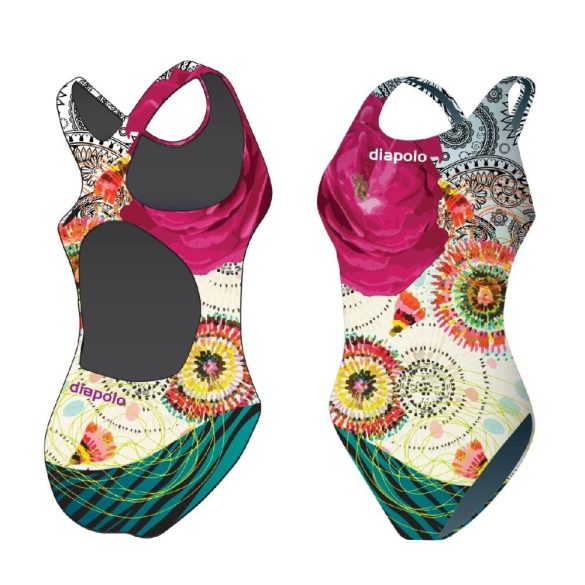 Mädchen Schwimmanzug-Colorful Flower 3 mit breiten Trägern