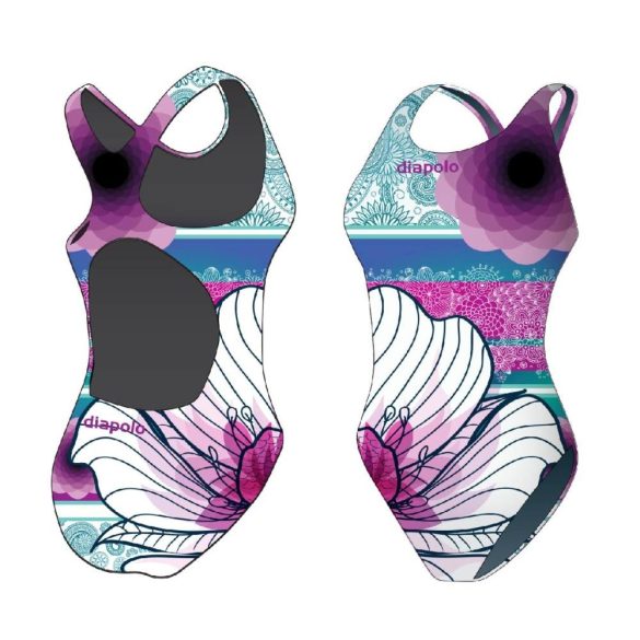 Mädchen Schwimmanzug-Colorful Flower 6 mit breiten Trägern