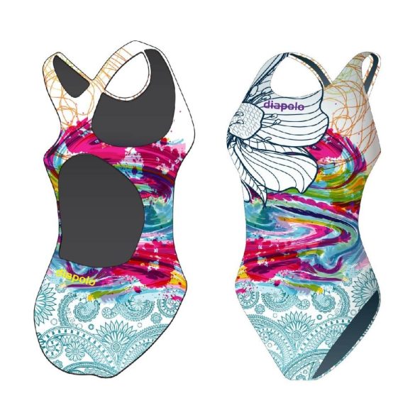 Girl's thick strap swimsuit - Colorful Flower - 7