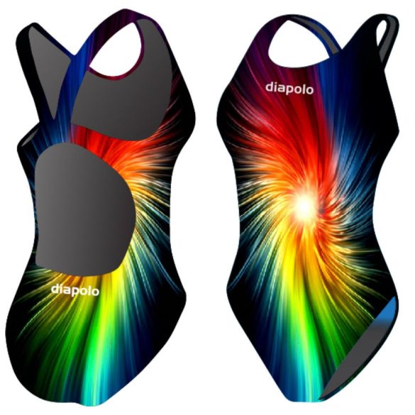 Mädchen Schwimmanzug-Rainbow Fractal mit breiten Trägern