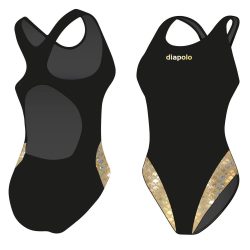  Mädchen Schwimmanzug-Golden Hollow Fish 6 mit breiten Trägern