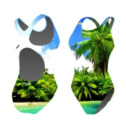 Mädchen Schwimmanzug-Palm tree mit breiten Trägern