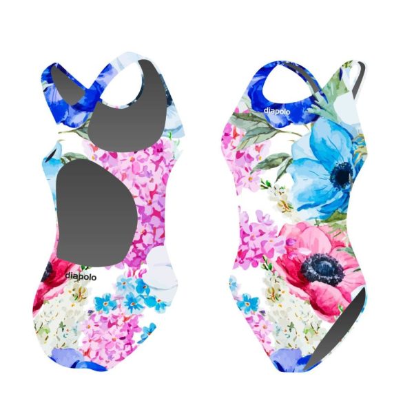 Girl's thick strap swimsuit - Painted flowers