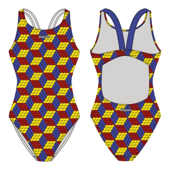 Mädchen Schwimmanzug-Rubik 1 mit breiten Trägern