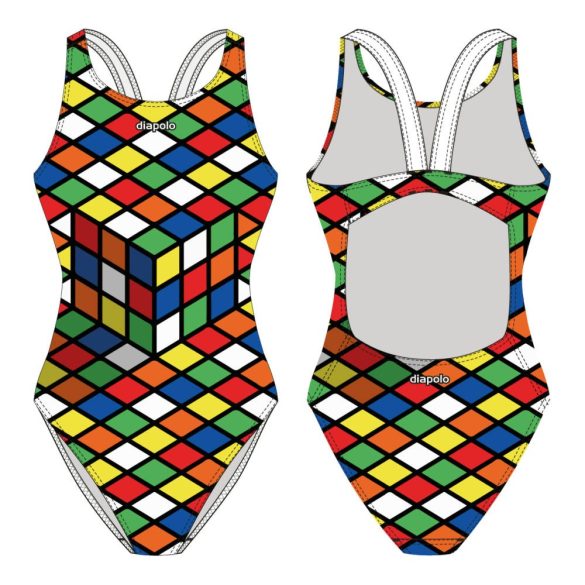 Mädchen Schwimmanzug-Rubik 2 mit breiten Trägern