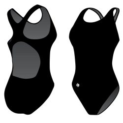 Mädchen Schwimmanzug-Schwarz Classic mit breiten Trägern