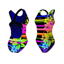 Damen Schwimmanzug-Colorful  Flowers mit breiten Trägern