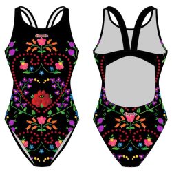   WOMEN'S THICK STRAP SWIMSUIT - Hungarian - folk - 3 - black