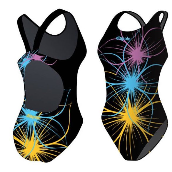 Damen Schwimmanzug-Neonflower 11 mit breiten Trägern
