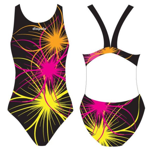Damen Schwimmanzug-Neonflower 2 mit breiten Trägern