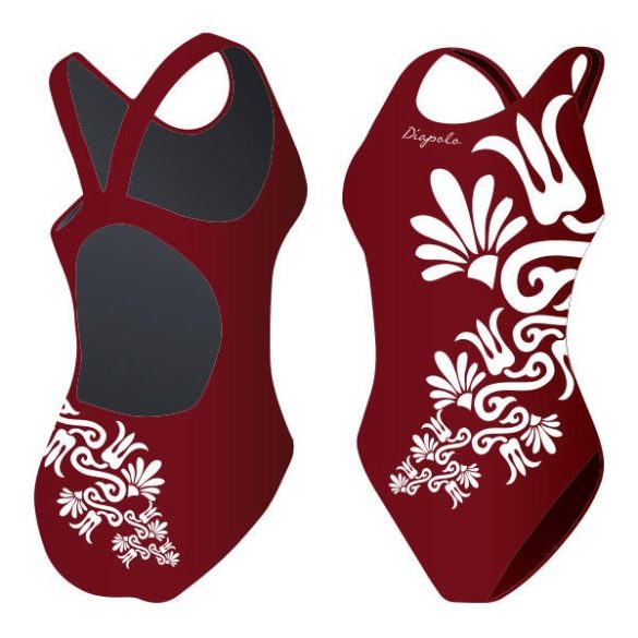 Damen Schwimmanzug-Burgundy flower mit breiten Trägern