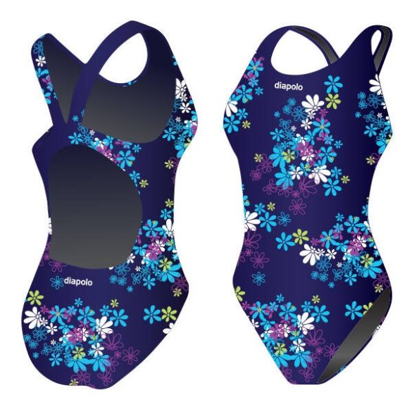 Damen Schwimmanzug-blau flowers mit breiten Trägern