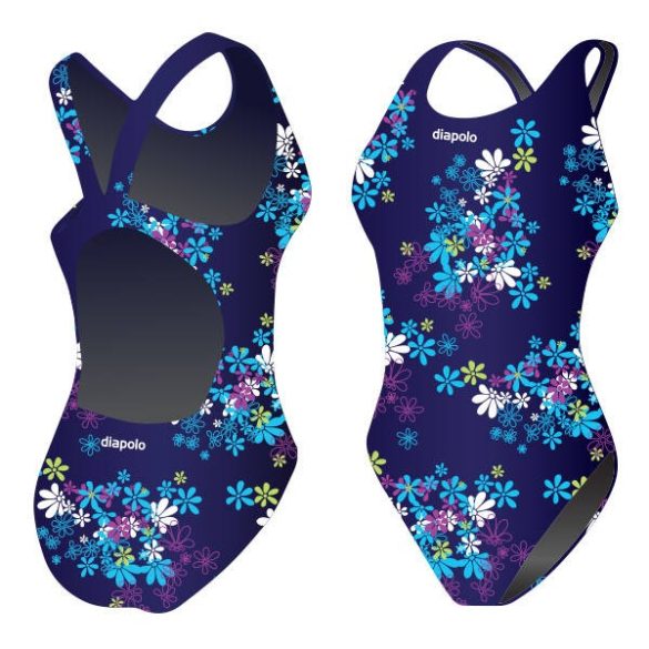 Women's thick starp swimsuit - Blue Flowers