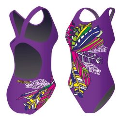 Damen Schwimmanzug-Feathery lila mit breiten Trägern