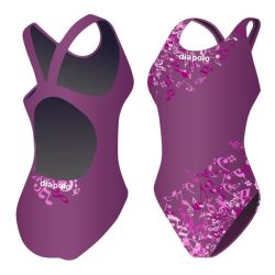 Damen Schwimmanzug-Musical notes pink mit breiten Trägern