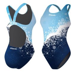 Damen Schwimmanzug-Snowflake blau mit breiten Trägern
