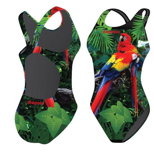 Damen Schwimmanzug-Parrot in the jungle mit breiten Trägern