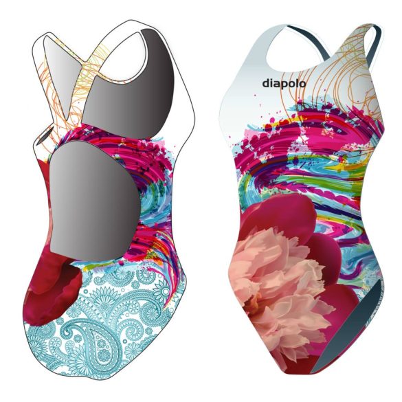 Damen Schwimmanzug-Colorful Flower 1 mit breiten Trägern
