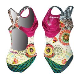 Damen Schwimmanzug-Colorful Flower 3 mit breiten Trägern