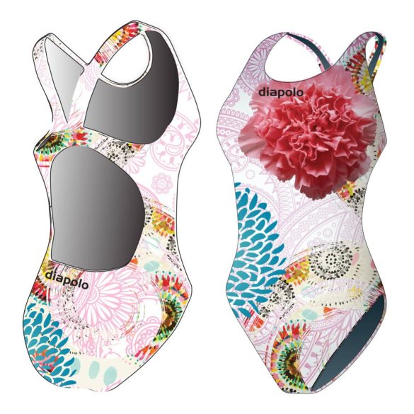 Women's thick starp swimsuit - Colorful Flower - 4