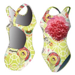 Damen Schwimmanzug-Colorful Flower 5 mit breiten Trägern
