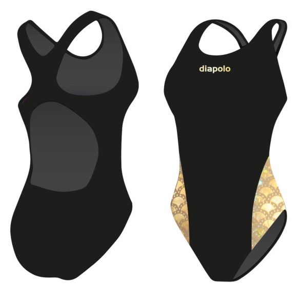 Damen Schwimmanzug-Golden Hollow Fish 5 Hololycra mit breiten Trägern