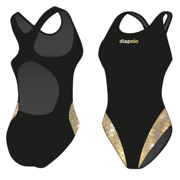 Damen Schwimmanzug-Golden Hollow Fish 6 Hololycra mit breiten Trägern