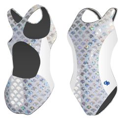   Damen Schwimmanzug-Silver Hollow Fish 1 Hololycra mit breiten Trägern