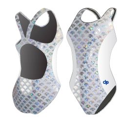   Damen Schwimmanzug-Silver Hollow Fish 3 Hololycra mit breiten Trägern