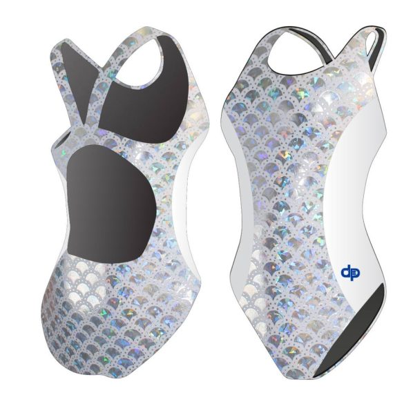 Damen Schwimmanzug-Silver Hollow Fish 3 Hololycra mit breiten Trägern