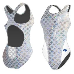   Damen Schwimmanzug-Silver Hollow Fish 4 Hololycra mit breiten Trägern