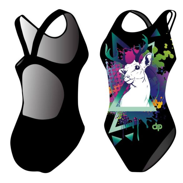 Women's thick strap swimsuit - Deer geometric