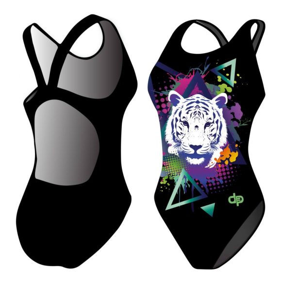 Women's thick strap swimsuit - Tiger geometric