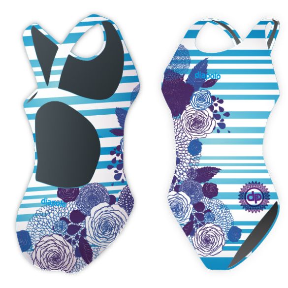 Women's thick starp swimsuit - Flower and lines