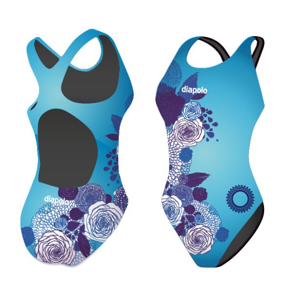 Damen Schwimmanzug-blau Flowers mit breiten Trägern