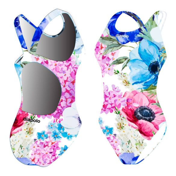 Damen Schwimmanzug-Painted flowers mit breiten Trägern