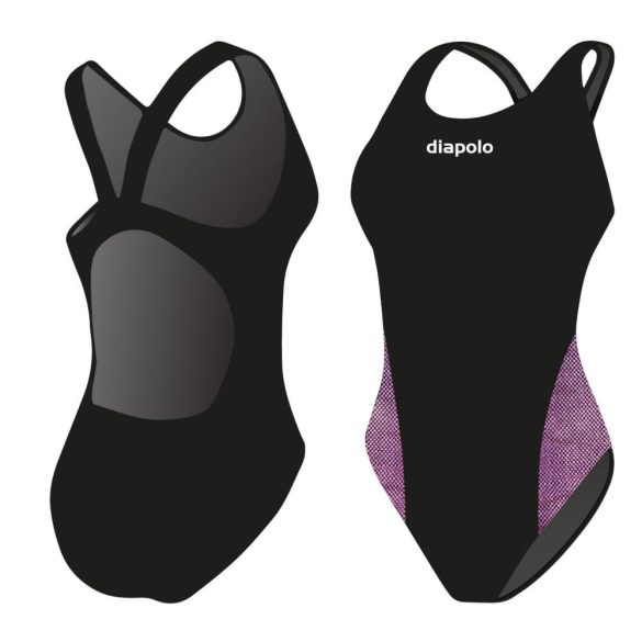 Damen Schwimmanzug-Pink Dots 02 mit breiten Trägern