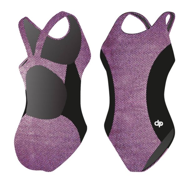 Damen Schwimmanzug-Pink Dots 03 mit breiten Trägern