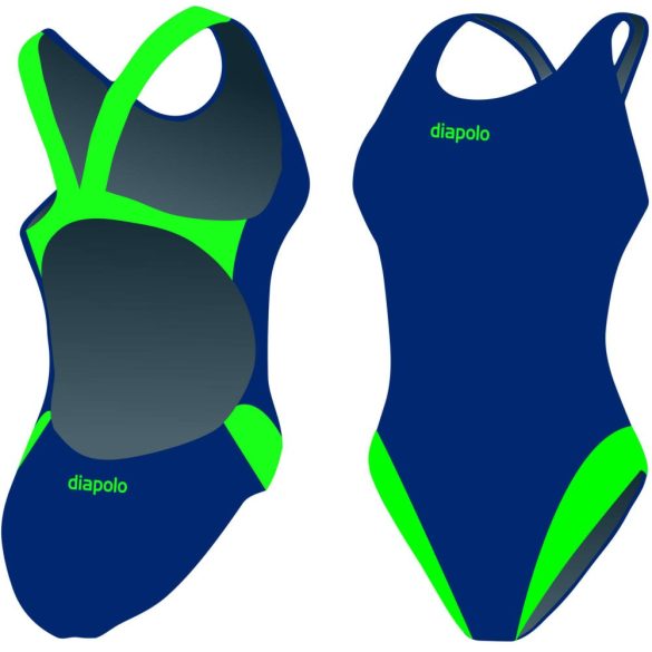 Damen Schwimmanzug-Classical navyblau/grün mit breiten Trägern