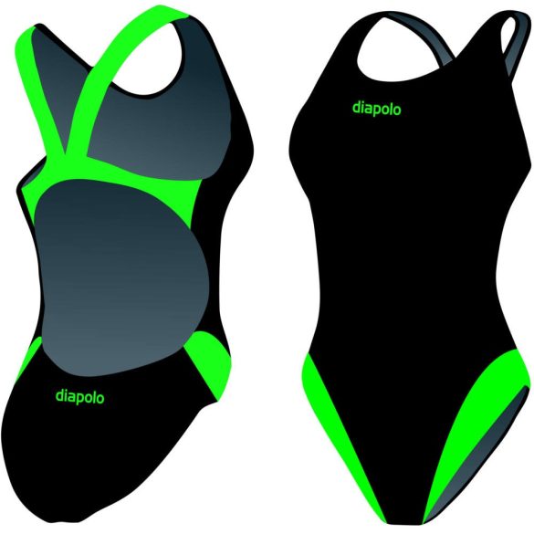Damen Schwimmanzug-Classical schwarz/grün mit breiten Trägern