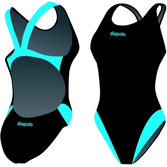 Damen Schwimmanzug-Classical schwarz/turkisblau mit breiten Trägern