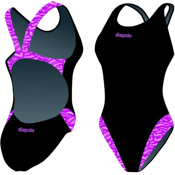 Damen Schwimmanzug-Wavy magenta mit breiten Trägern