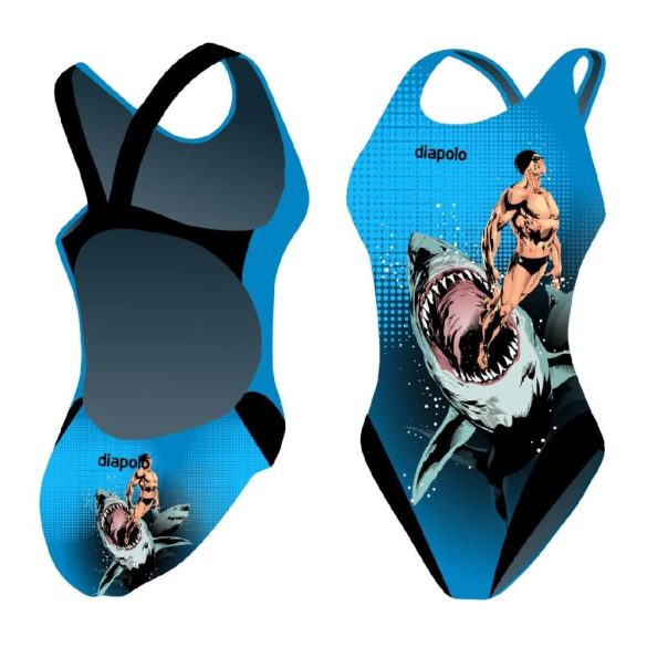 Damen Schwimmanzug-Comic Superheroes / Human vs Shark Damen mit breiten Trägern