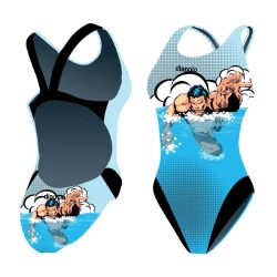  Damen Schwimmanzug-Comic Superheroes Swimmer mit breiten Trägern