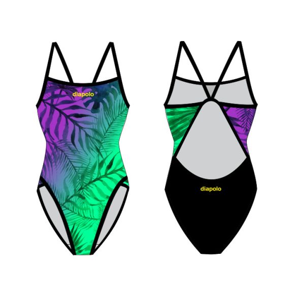 Women's thin strap swimsuit - Nigth of leaves 