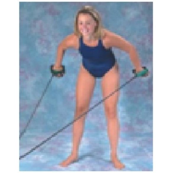 Swimming exerciser with paddle
